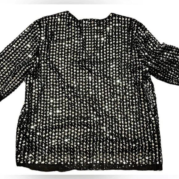 🄷&🄼 Straight-cut, short-sleeved blouse in sequin Size 8 - Picture 8 of 12